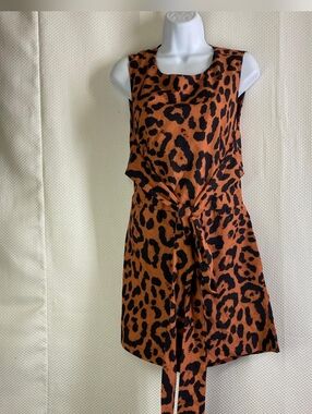 Chicme Orange and Black Animal Print Dress Size M